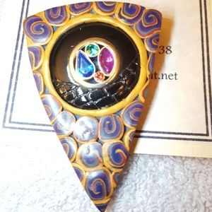 Handmade Polymer Clay Triangle Brooch Pin